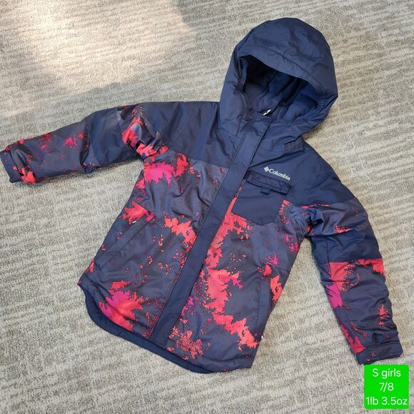 Columbia girl's Mighty Mogul II ski jacket grey pink red size S 7/8 - Picture 1 of 12